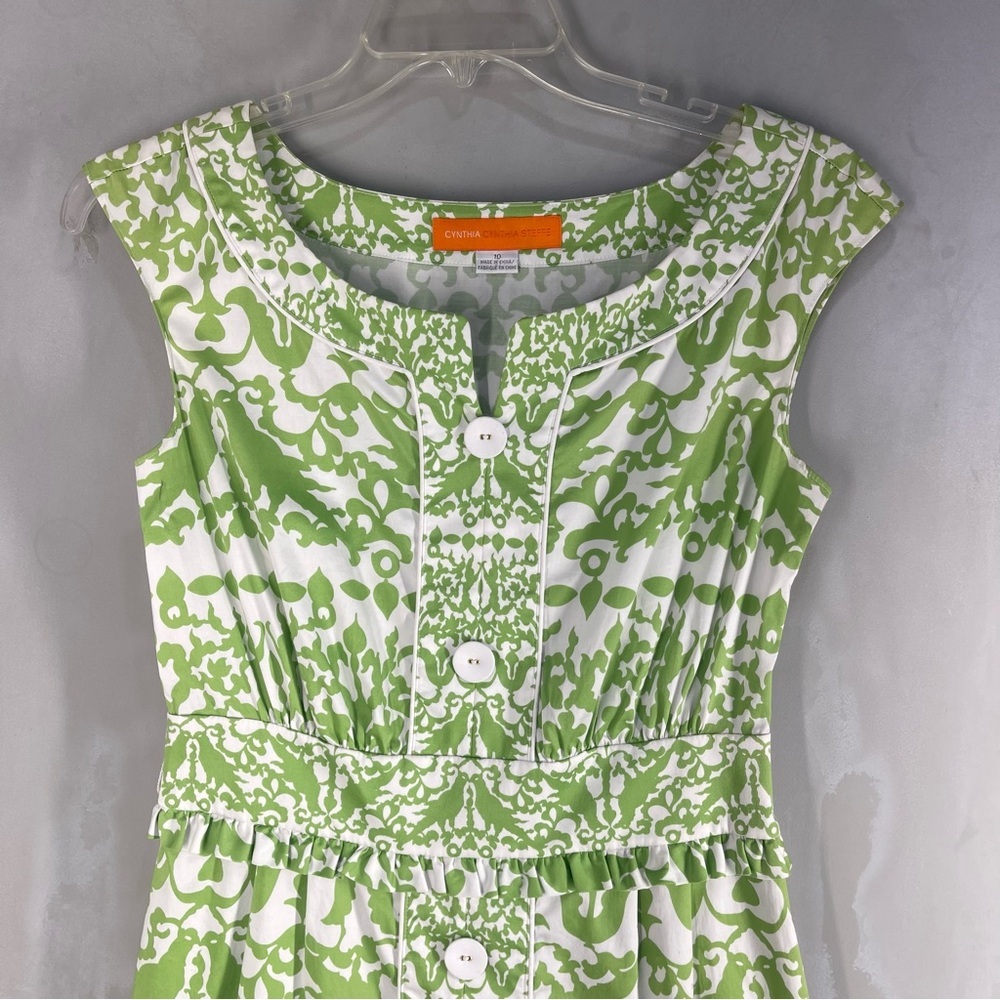 Cynthia Steffe Lime Green and White  Dress Women Size 10 - Picture 2 of 14